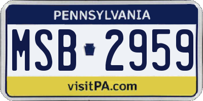 PA license plate MSB2959