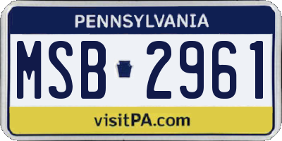 PA license plate MSB2961