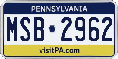 PA license plate MSB2962