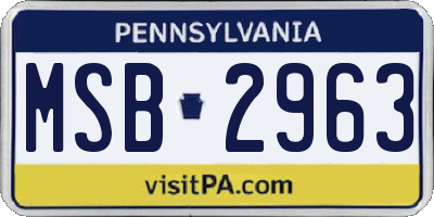 PA license plate MSB2963