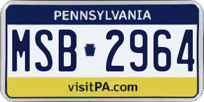 PA license plate MSB2964