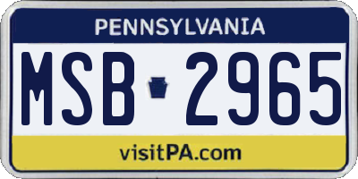PA license plate MSB2965