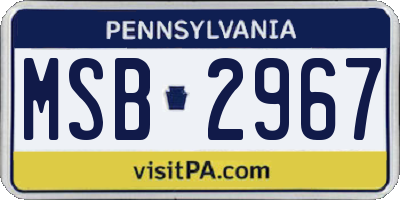 PA license plate MSB2967