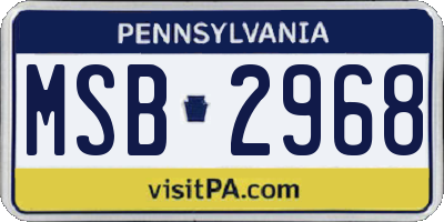 PA license plate MSB2968