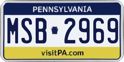 PA license plate MSB2969