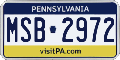 PA license plate MSB2972
