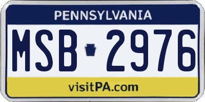 PA license plate MSB2976