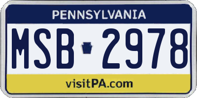 PA license plate MSB2978