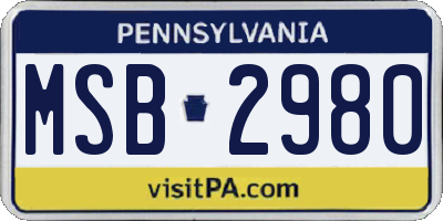 PA license plate MSB2980