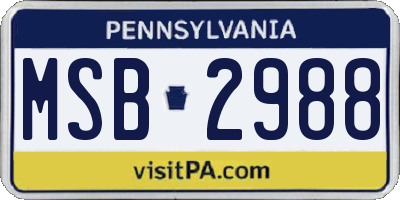 PA license plate MSB2988