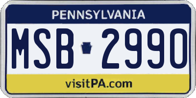 PA license plate MSB2990