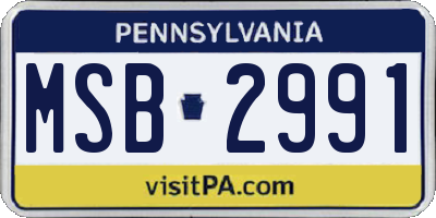 PA license plate MSB2991