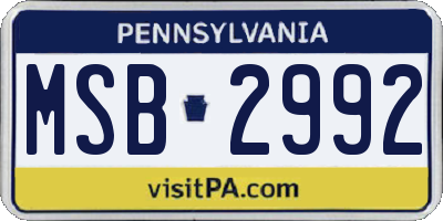 PA license plate MSB2992