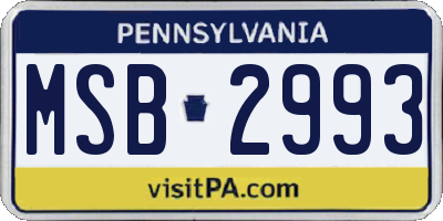 PA license plate MSB2993