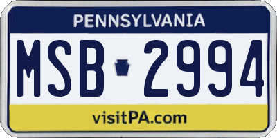 PA license plate MSB2994