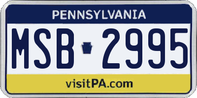 PA license plate MSB2995