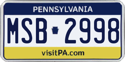 PA license plate MSB2998