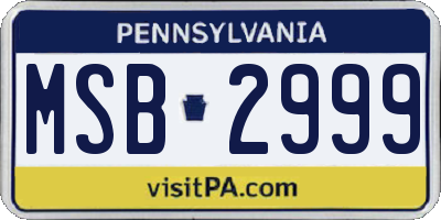PA license plate MSB2999
