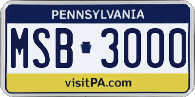 PA license plate MSB3000