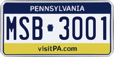 PA license plate MSB3001