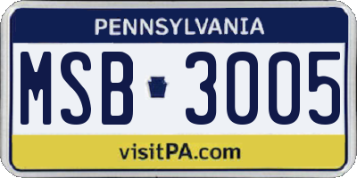 PA license plate MSB3005