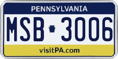 PA license plate MSB3006