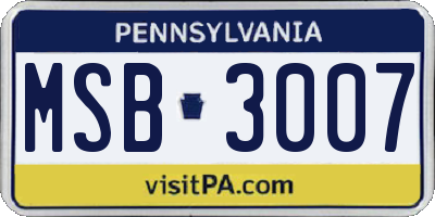 PA license plate MSB3007