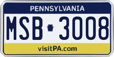 PA license plate MSB3008