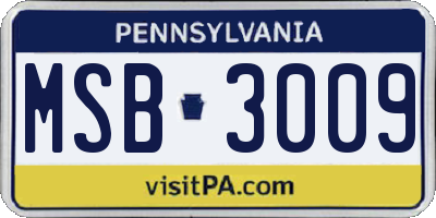 PA license plate MSB3009