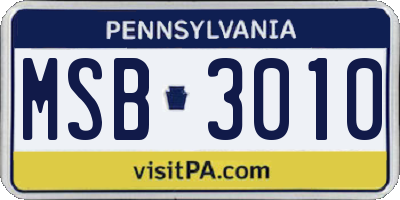 PA license plate MSB3010