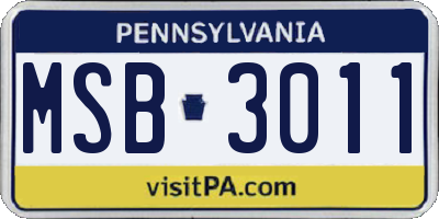 PA license plate MSB3011