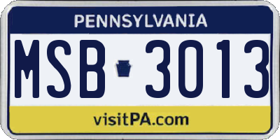 PA license plate MSB3013
