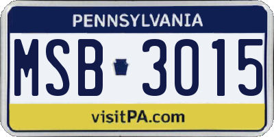 PA license plate MSB3015