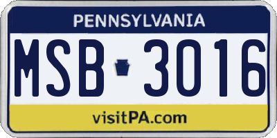 PA license plate MSB3016