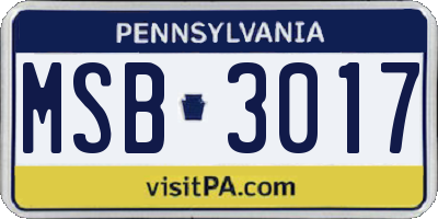PA license plate MSB3017