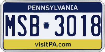 PA license plate MSB3018
