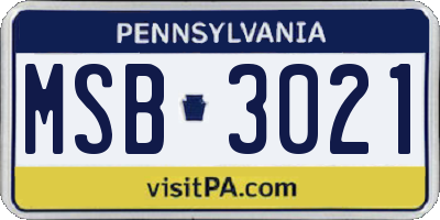 PA license plate MSB3021