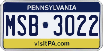 PA license plate MSB3022