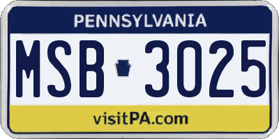 PA license plate MSB3025
