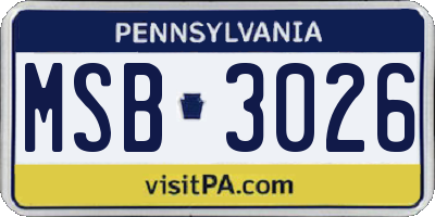 PA license plate MSB3026