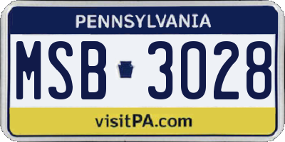 PA license plate MSB3028