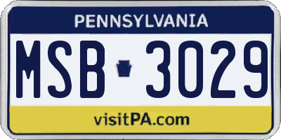 PA license plate MSB3029