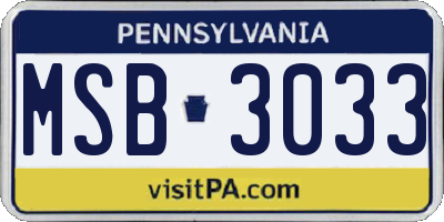 PA license plate MSB3033
