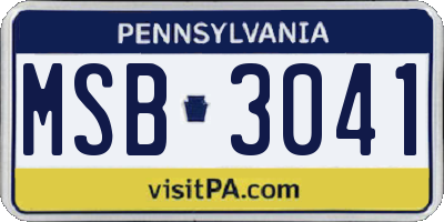 PA license plate MSB3041