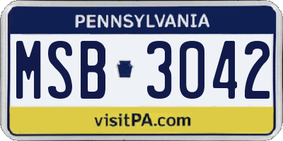PA license plate MSB3042