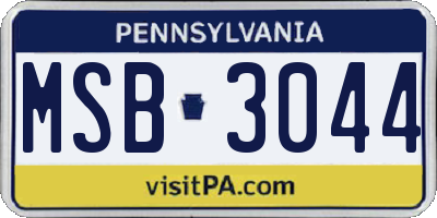 PA license plate MSB3044