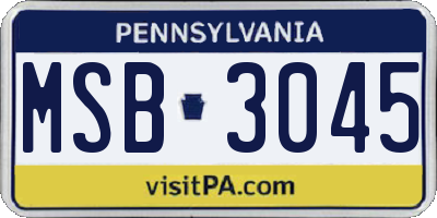 PA license plate MSB3045