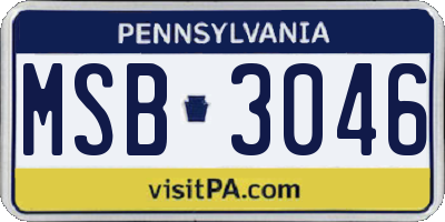 PA license plate MSB3046