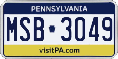 PA license plate MSB3049