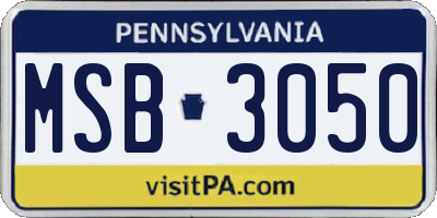 PA license plate MSB3050